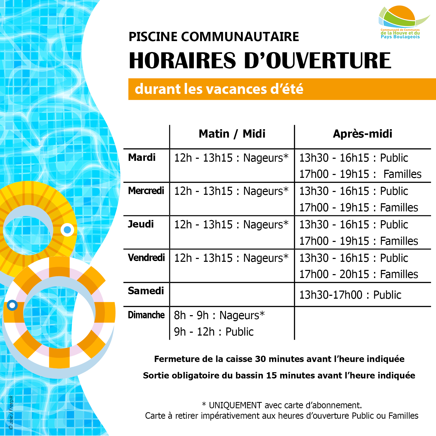 Horaires vacances dt 2025 piscine